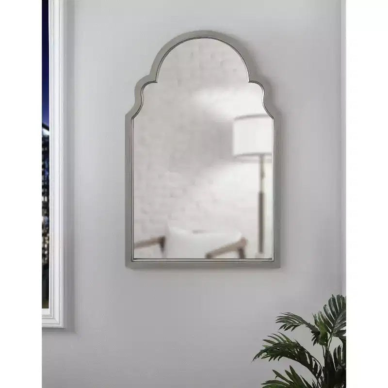 Specchio da parete ad arco smerlato, cornice nera / oro / grigia / marrone rustico / argento, singolo