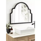 Specchio da parete ad arco smerlato, cornice nera / oro / grigia / marrone rustico / argento, singolo