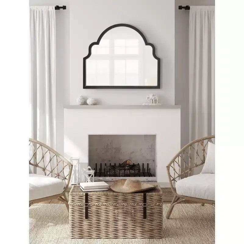 Specchio da parete ad arco smerlato, cornice nera / oro / grigia / marrone rustico / argento, singolo