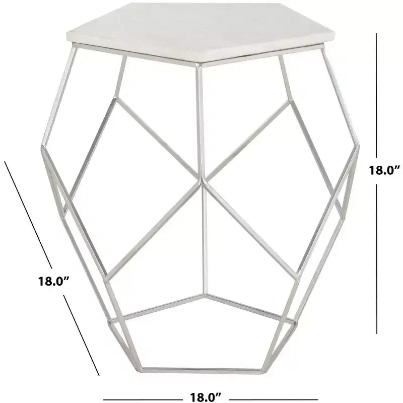 Tavolino d'appoggio Pentagono color argento, 1 pezzo
