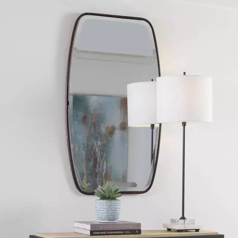 Specchio da parete rettangolare smussato in bronzo scuro, 21,25" × 36,25"