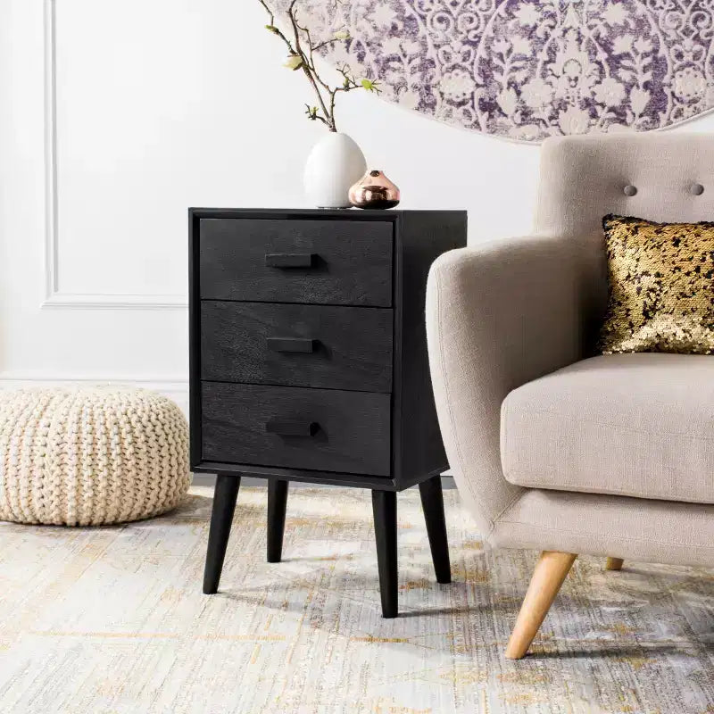 Tavolo d'appoggio a 3 cassetti Mid-Century – Vari colori, Uso singolo
