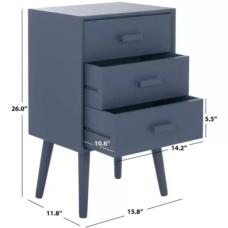 Tavolo d'appoggio a 3 cassetti Mid-Century – Vari colori, Uso singolo
