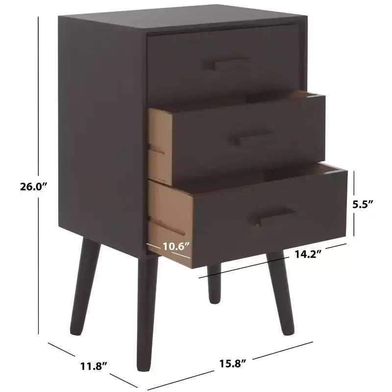 Tavolo d'appoggio a 3 cassetti Mid-Century – Vari colori, Uso singolo