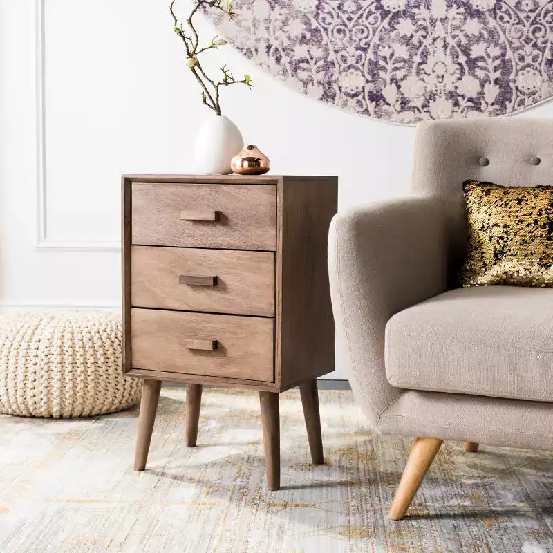 Tavolo d'appoggio a 3 cassetti Mid-Century – Vari colori, Uso singolo