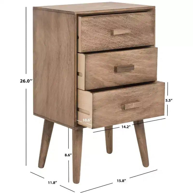 Tavolo d'appoggio a 3 cassetti Mid-Century – Vari colori, Uso singolo