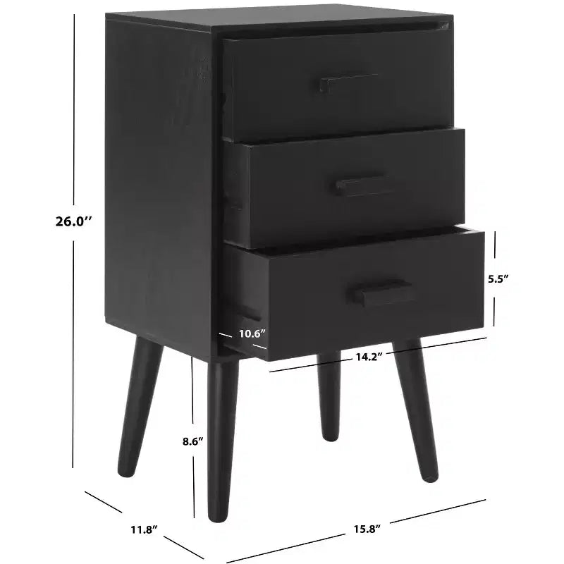 Tavolo d'appoggio a 3 cassetti Mid-Century – Vari colori, Uso singolo