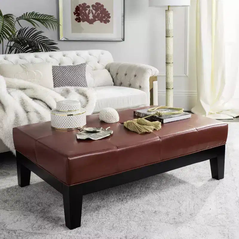 Pouf da cocktail trapuntato nero/marrone/bianco sporco/rosso, 2 posti a sedere
