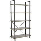 Libreria Etagere aperta a 5 ripiani in grigio cenere/acero rosso, montaggio per 1 persona
