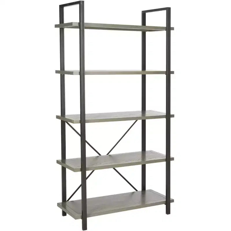Libreria Etagere aperta a 5 ripiani in grigio cenere/acero rosso, montaggio per 1 persona