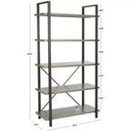 Libreria Etagere aperta a 5 ripiani in grigio cenere/acero rosso, montaggio per 1 persona