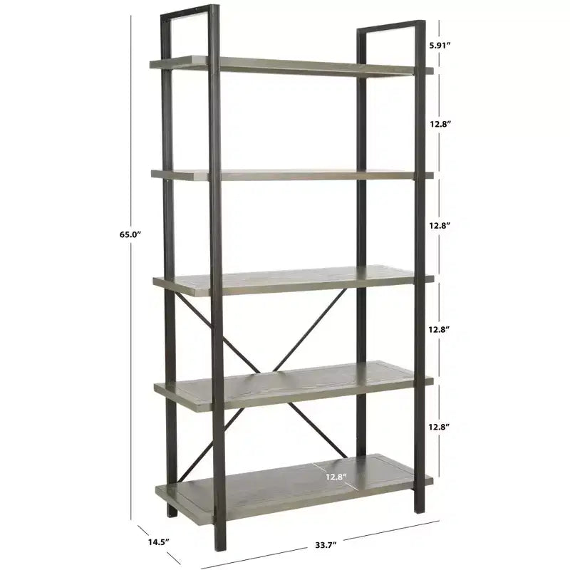 Libreria Etagere aperta a 5 ripiani in grigio cenere/acero rosso, montaggio per 1 persona