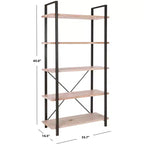 Libreria Etagere aperta a 5 ripiani in grigio cenere/acero rosso, montaggio per 1 persona