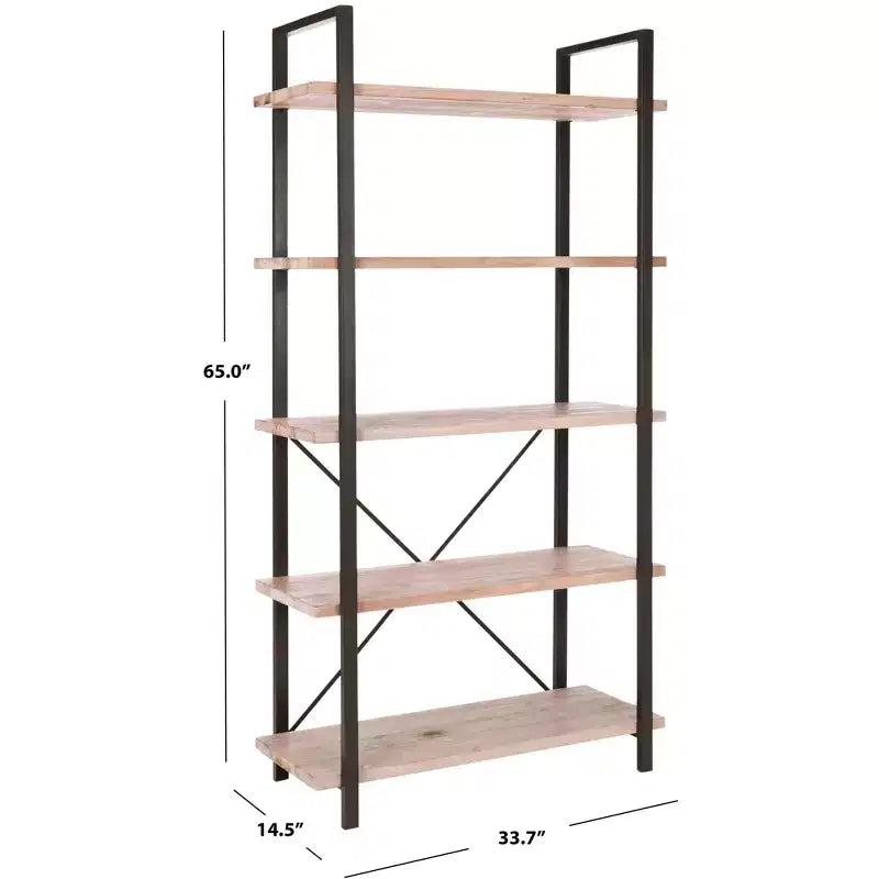 Libreria Etagere aperta a 5 ripiani in grigio cenere/acero rosso, montaggio per 1 persona