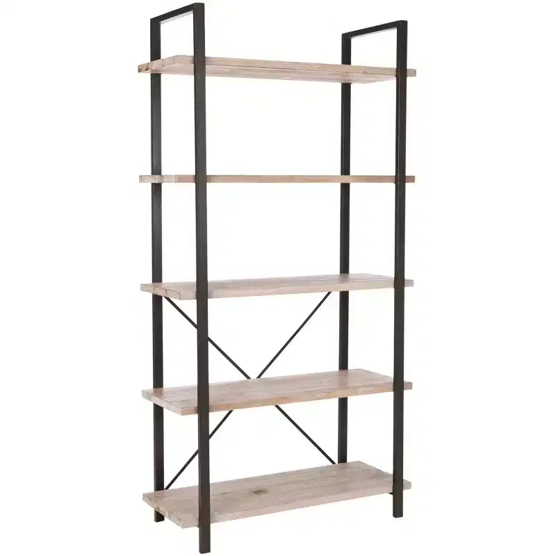 Libreria Etagere aperta a 5 ripiani in grigio cenere/acero rosso, montaggio per 1 persona