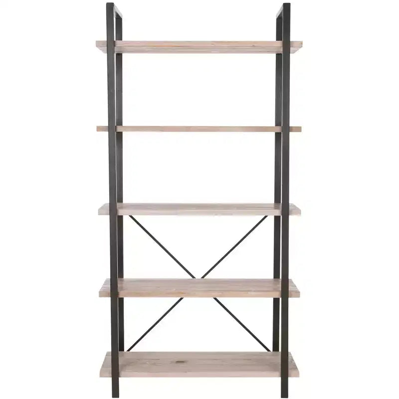 Libreria Etagere aperta a 5 ripiani in grigio cenere/acero rosso, montaggio per 1 persona
