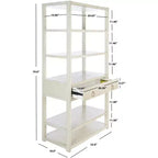 Scaffale a 5 ripiani con 1 cassetto – Bianco antico / Grigio / Blu notte, Utente singolo