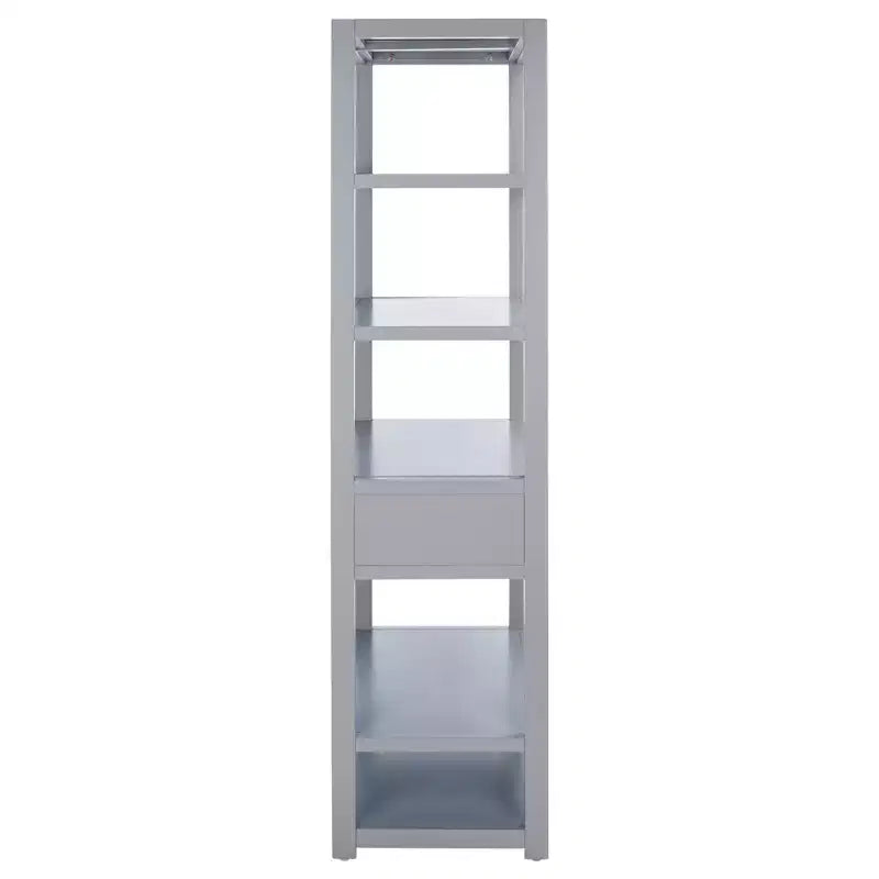 Scaffale a 5 ripiani con 1 cassetto – Bianco antico / Grigio / Blu notte, Utente singolo