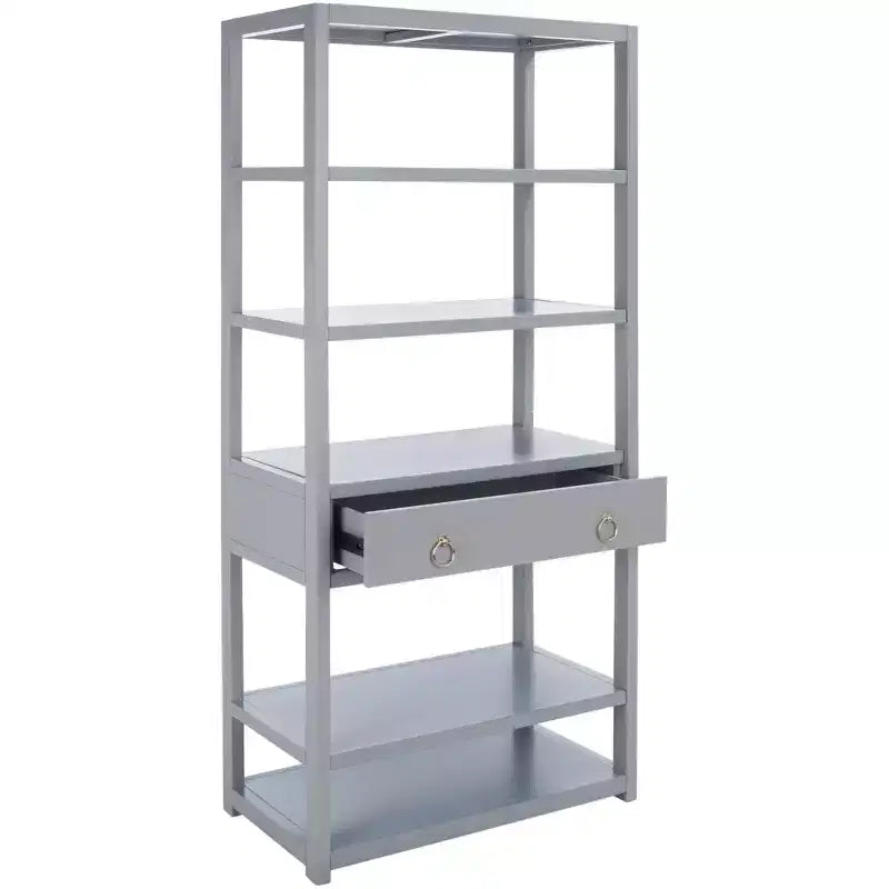 Scaffale a 5 ripiani con 1 cassetto – Bianco antico / Grigio / Blu notte, Utente singolo