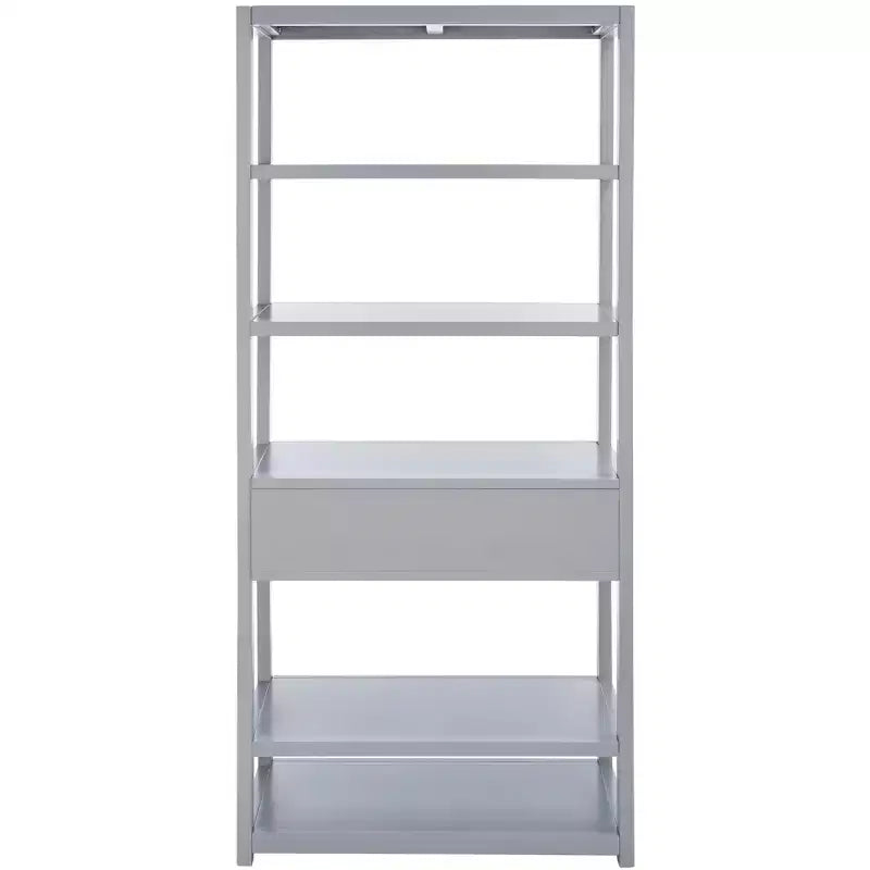 Scaffale a 5 ripiani con 1 cassetto – Bianco antico / Grigio / Blu notte, Utente singolo