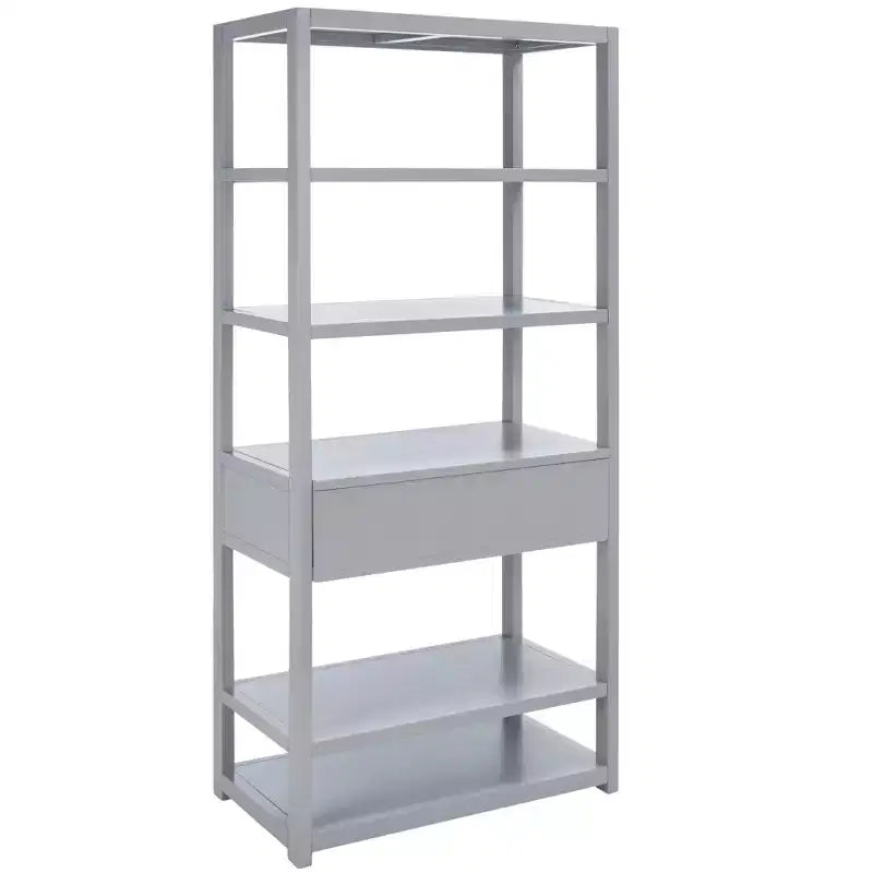 Scaffale a 5 ripiani con 1 cassetto – Bianco antico / Grigio / Blu notte, Utente singolo