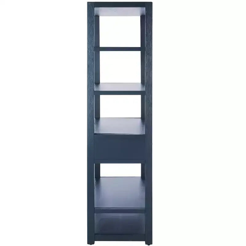 Scaffale a 5 ripiani con 1 cassetto – Bianco antico / Grigio / Blu notte, Utente singolo