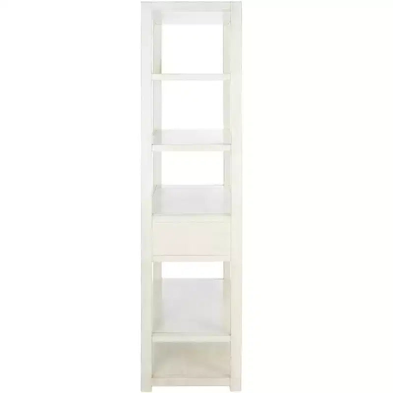 Scaffale a 5 ripiani con 1 cassetto – Bianco antico / Grigio / Blu notte, Utente singolo