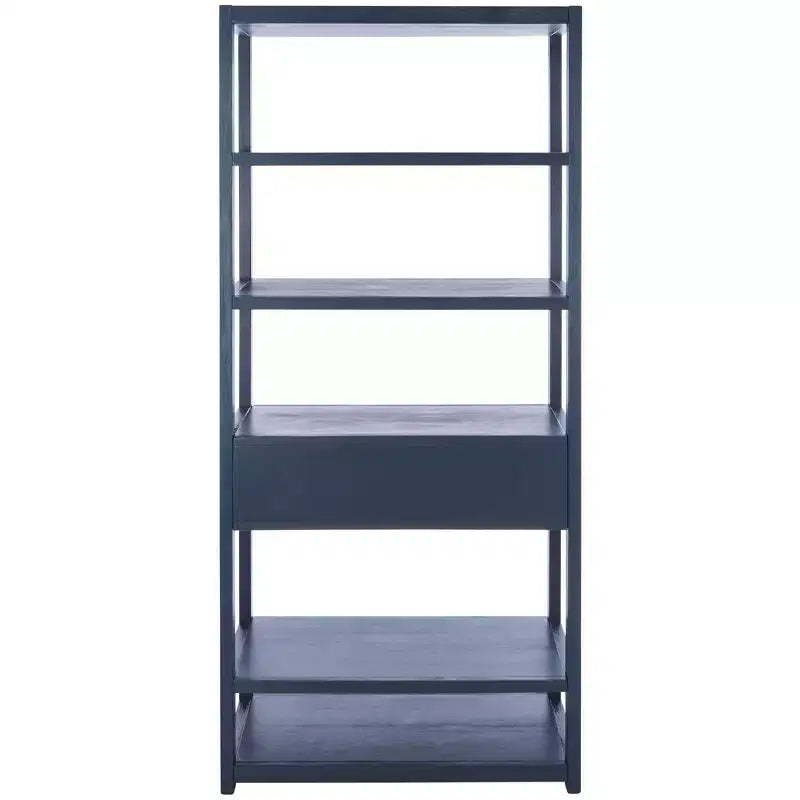 Scaffale a 5 ripiani con 1 cassetto – Bianco antico / Grigio / Blu notte, Utente singolo