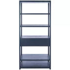 Scaffale a 5 ripiani con 1 cassetto – Bianco antico / Grigio / Blu notte, Utente singolo