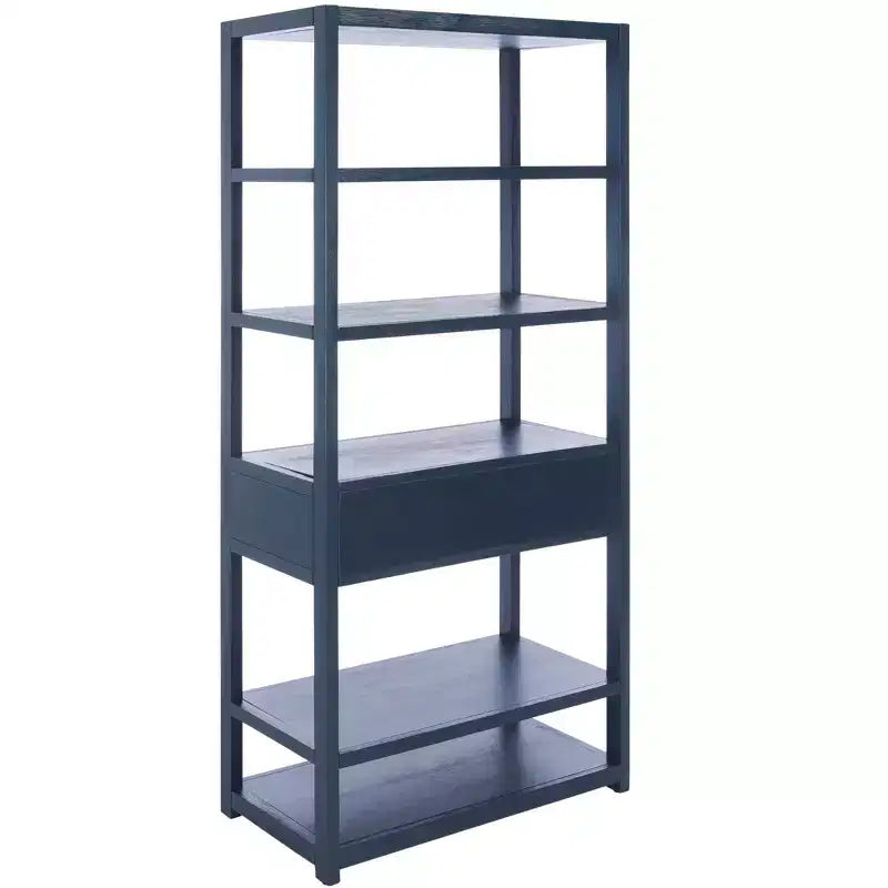Scaffale a 5 ripiani con 1 cassetto – Bianco antico / Grigio / Blu notte, Utente singolo