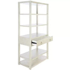 Scaffale a 5 ripiani con 1 cassetto – Bianco antico / Grigio / Blu notte, Utente singolo
