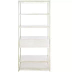 Scaffale a 5 ripiani con 1 cassetto – Bianco antico / Grigio / Blu notte, Utente singolo