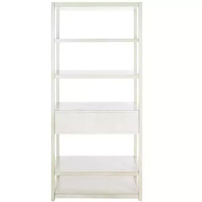Scaffale a 5 ripiani con 1 cassetto – Bianco antico / Grigio / Blu notte, Utente singolo