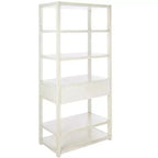 Scaffale a 5 ripiani con 1 cassetto – Bianco antico / Grigio / Blu notte, Utente singolo