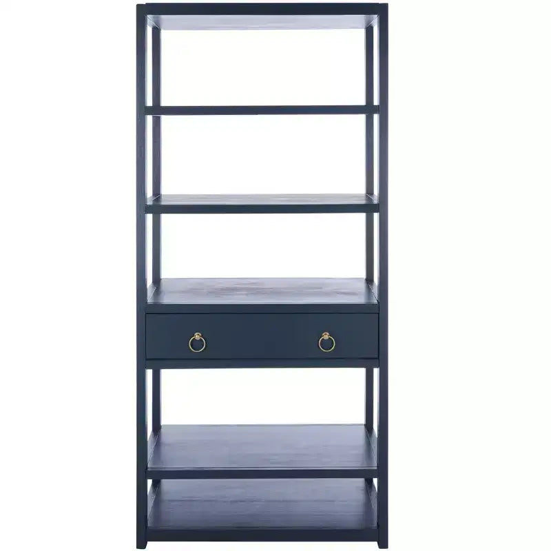 Scaffale a 5 ripiani con 1 cassetto – Bianco antico / Grigio / Blu notte, Utente singolo