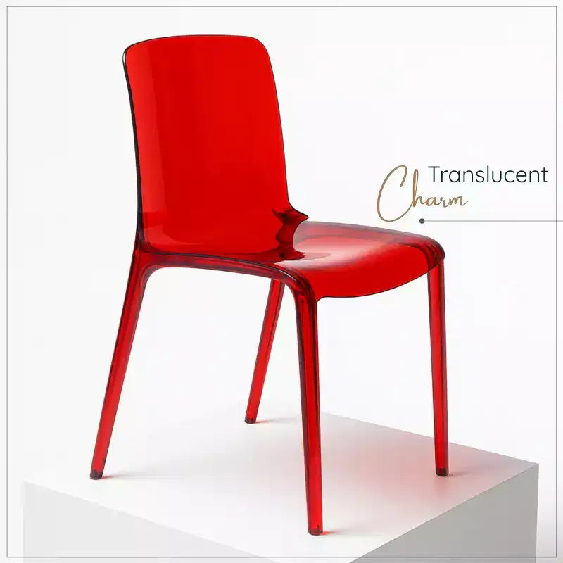 Sedia da pranzo in acrilico trasparente nera/trasparente/rossa/blu/arancione, sedile singolo, impilabile