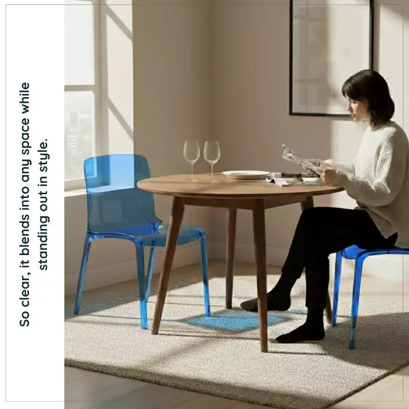 Sedia da pranzo in acrilico trasparente nera/trasparente/rossa/blu/arancione, sedile singolo, impilabile