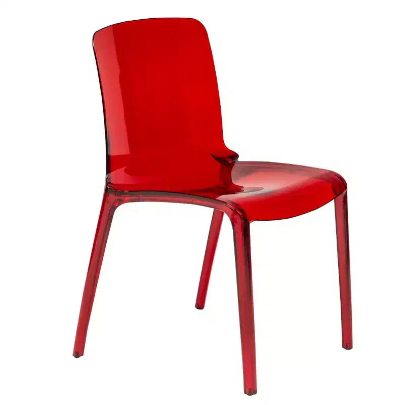 Sedia da pranzo in acrilico trasparente nera/trasparente/rossa/blu/arancione, sedile singolo, impilabile